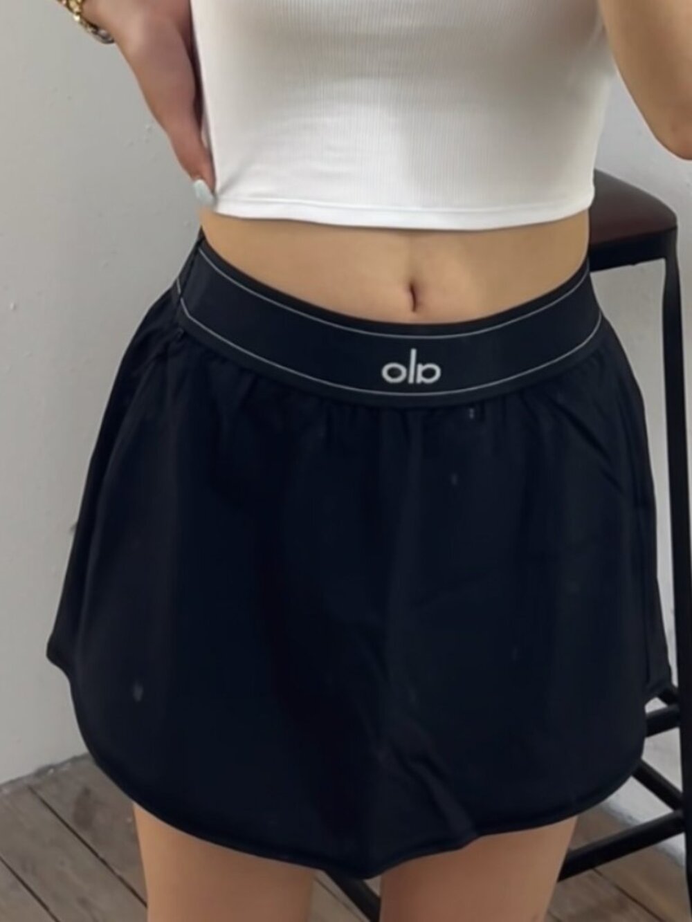 Alo Yoga⛱️Match Point Tennis Skirt Black NWT Minimalist style🎹
